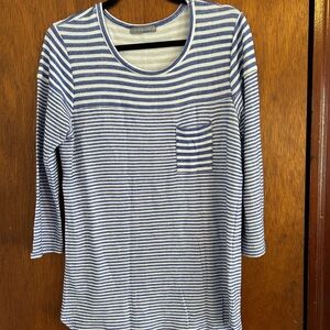 Blue and White Striped Women's Top